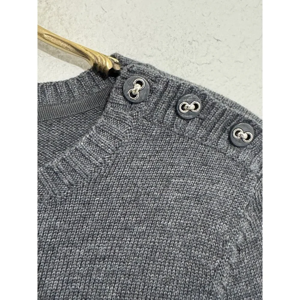 Charter Club Women's Cotton‎ Blend Pug Dog Gray Long Sleeve Sweater Size M
